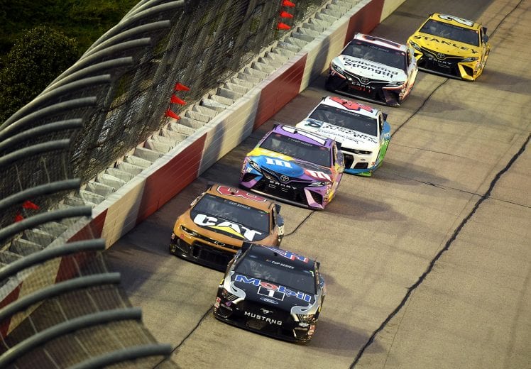 DARLINGTON, SOUTH CAROLINA - MAY 20: Kevin Harvick, driver of the #4 Mobil 1 Ford, leads a pack of cars during the NASCAR Cup Series Toyota 500 at Darlington Raceway on May 20, 2020 in Darlington, South Carolina. (Photo by Jared C. Tilton/Getty Images) | Getty Images