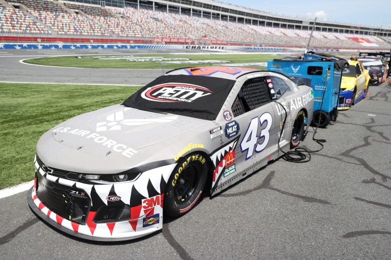 CONCORD, NORTH CAROLINA - MAY 24:  The #43 U.S. Air Force Chevrolet, driven by Bubba Wallace sits on the grid prior to the NASCAR Cup Series Coca-Cola 600 at Charlotte Motor Speedway on May 24, 2020 in Concord, North Carolina. (Photo by Chris Graythen/Getty Images) | Getty Images