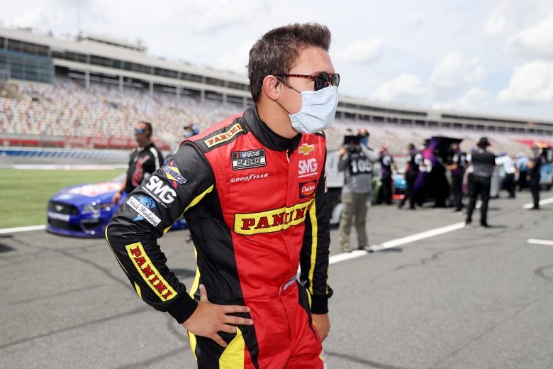 CONCORD, NORTH CAROLINA - MAY 24: Gray Gaulding, driver of the #27 Panini America Ford, walks the grid during qualifying for the NASCAR Cup Series Coca-Cola 600 at Charlotte Motor Speedway on May 24, 2020 in Concord, North Carolina. (Photo by Chris Graythen/Getty Images) | Getty Images