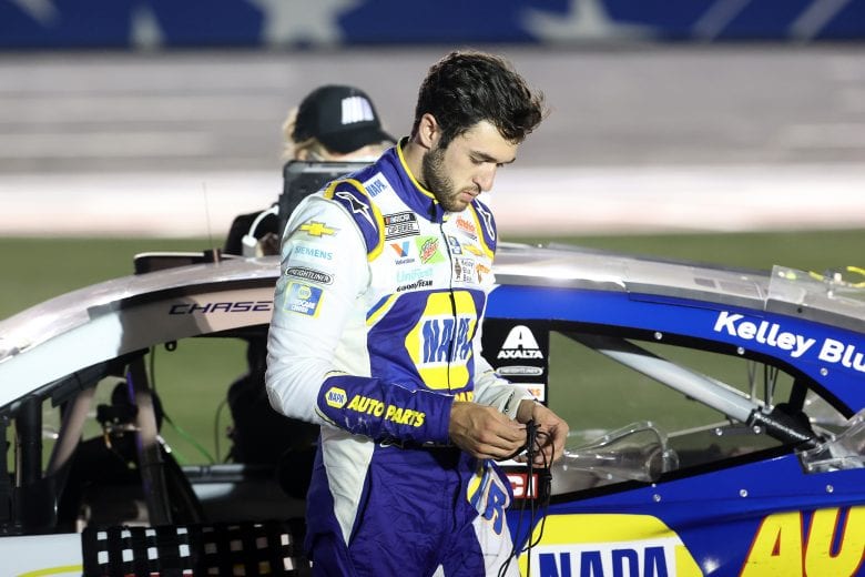 CONCORD, NORTH CAROLINA - MAY 24: Chase Elliott, driver of the #9 NAPA Auto Parts Chevrolet, exits his car after the NASCAR Cup Series Coca-Cola 600 at Charlotte Motor Speedway on May 24, 2020 in Concord, North Carolina. (Photo by Chris Graythen/Getty Images) | Getty Images
