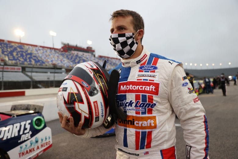 DARLINGTON, SOUTH CAROLINA - MAY 20: Matt DiBenedetto, driver of the #21 Motorcraft/Quick Lane Ford, prepares for the NASCAR Cup Series Toyota 500 at Darlington Raceway on May 20, 2020 in Darlington, South Carolina. (Photo by Chris Graythen/Getty Images) | Getty Images