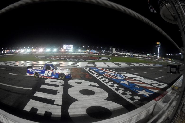 CONCORD, NORTH CAROLINA - MAY 26: Chase Elliott, driver of the #24 iRacing Chevrolet, crosses the finish line to win the NASCAR Gander Outdoors Trucks Series North Carolina Education Lottery 200 at Charlotte Motor Speedway on May 26, 2020 in Concord, North Carolina. (Photo by Jared C. Tilton/Getty Images) | Getty Images