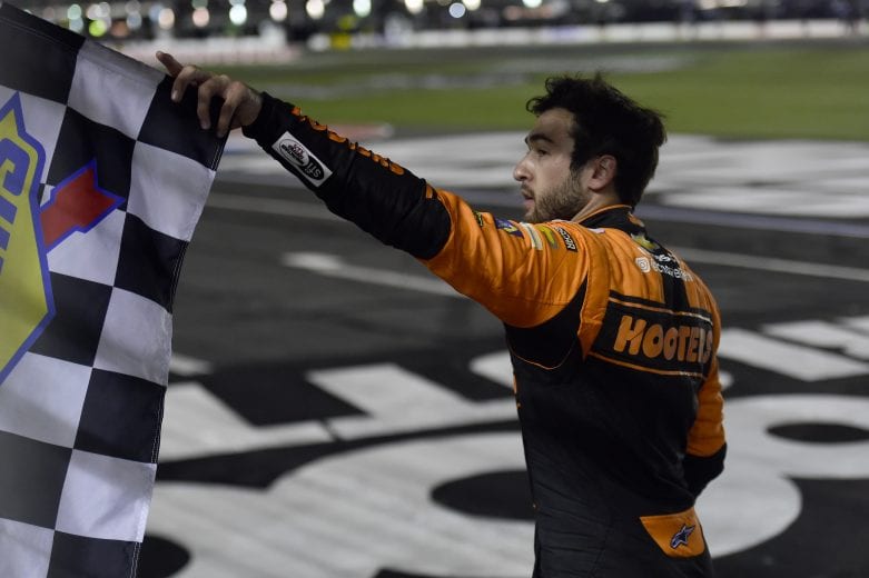 CONCORD, NORTH CAROLINA - MAY 26: Chase Elliott, driver of the #24 iRacing Chevrolet, celebrates after winning the NASCAR Gander Outdoors Trucks Series North Carolina Education Lottery 200 at Charlotte Motor Speedway on May 26, 2020 in Concord, North Carolina. (Photo by Jared C. Tilton/Getty Images) | Getty Images