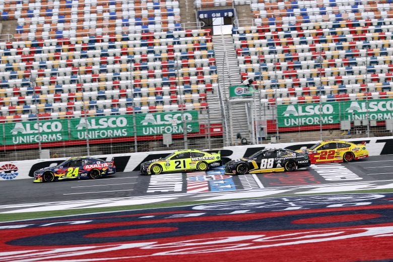 CONCORD, NORTH CAROLINA - MAY 28: William Byron, driver of the #24 Axalta Chevrolet, leads the field to start the NASCAR Cup Series Alsco Uniforms 500 at Charlotte Motor Speedway on May 28, 2020 in Concord, North Carolina. (Photo by Chris Graythen/Getty Images) | Getty Images
