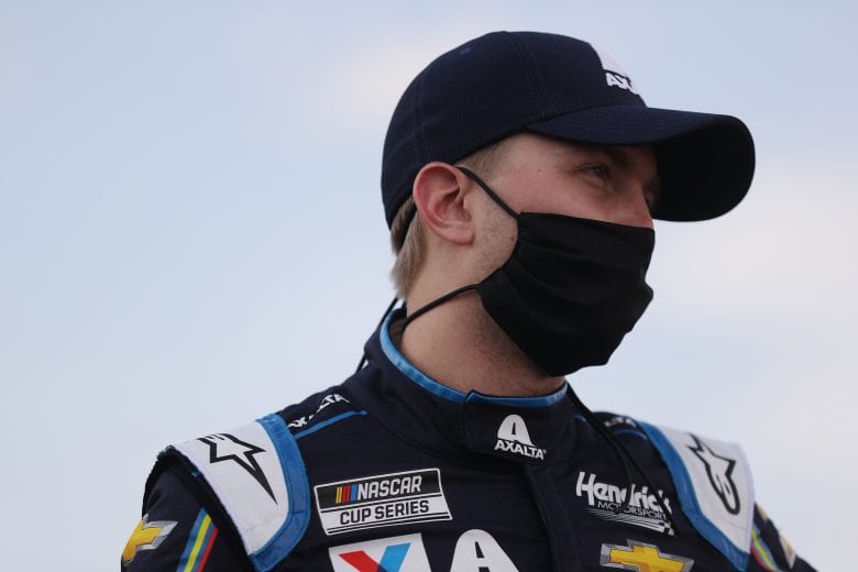 CONCORD, NORTH CAROLINA - MAY 28: William Byron, driver of the #24 Axalta Chevrolet, stands on the grid prior to the NASCAR Cup Series Alsco Uniforms 500 at Charlotte Motor Speedway on May 28, 2020 in Concord, North Carolina. (Photo by Chris Graythen/Getty Images) | Getty Images