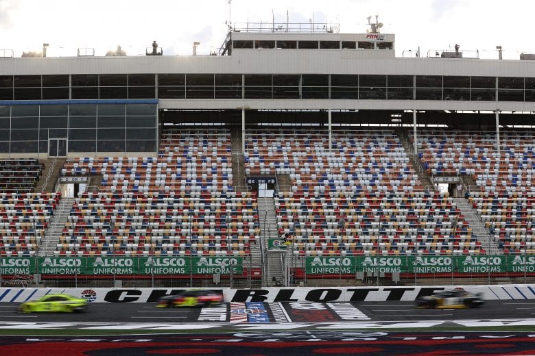 CONCORD, NORTH CAROLINA - MAY 28: Cars race during the NASCAR Cup Series Alsco Uniforms 500 at Charlotte Motor Speedway on May 28, 2020 in Concord, North Carolina. (Photo by Chris Graythen/Getty Images) | Getty Images