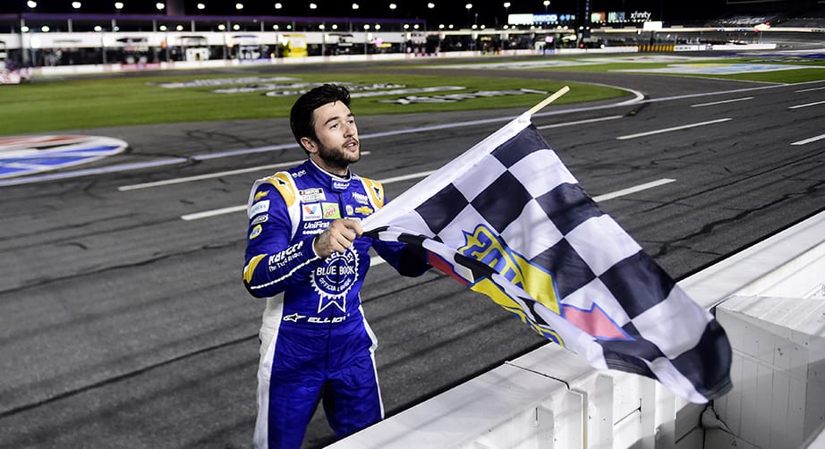 CONCORD, NORTH CAROLINA - MAY 28: Chase Elliott, driver of the #9 Kelley Blue Book Chevrolet, celebrates after winning the NASCAR Cup Series Alsco Uniforms 500 at Charlotte Motor Speedway on May 28, 2020 in Concord, North Carolina. (Photo by Jared C. Tilton/Getty Images) | Getty Images