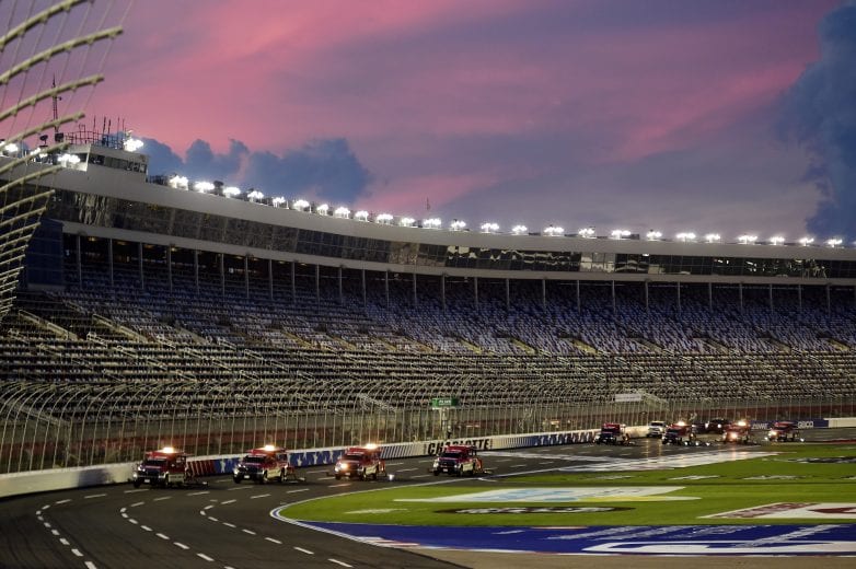 CONCORD, NORTH CAROLINA - MAY 28: NASCAR Track Drying Team working to dry the track during a rain delay of the NASCAR Cup Series Alsco Uniforms 500 at Charlotte Motor Speedway on May 28, 2020 in Concord, North Carolina. (Photo by Jared C. Tilton/Getty Images) | Getty Images