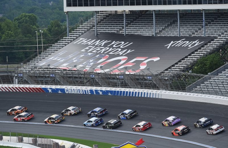 CONCORD, NORTH CAROLINA - MAY 28: Cars race during the NASCAR Cup Series Alsco Uniforms 500 at Charlotte Motor Speedway on May 28, 2020 in Concord, North Carolina. (Photo by Jared C. Tilton/Getty Images) | Getty Images
