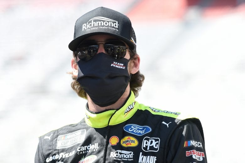 BRISTOL, TENNESSEE - MAY 31: Ryan Blaney, driver of the #12 Menards/Richmond Ford, waits on the grid prior to the NASCAR Cup Series Food City presents the Supermarket Heroes 500 at Bristol Motor Speedway on May 31, 2020 in Bristol, Tennessee. (Photo by Jared C. Tilton/Getty Images) | Getty Images