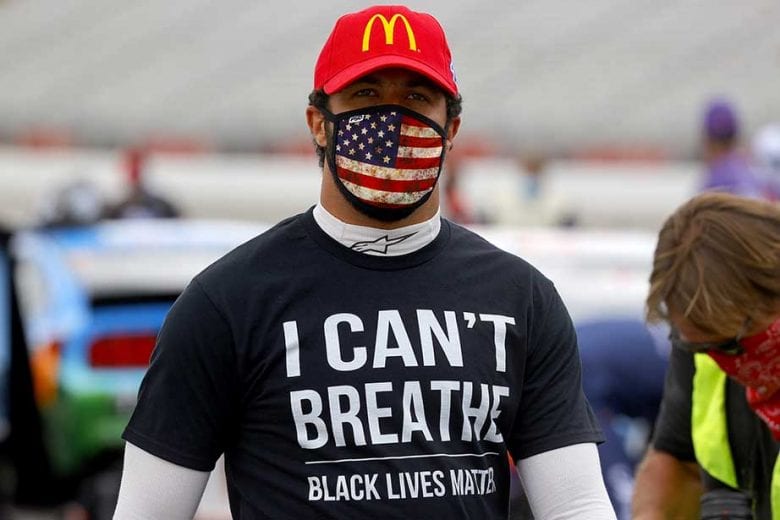 HAMPTON, GEORGIA - JUNE 07: Bubba Wallace, driver of the #43 McDonald's Chevrolet, wears a