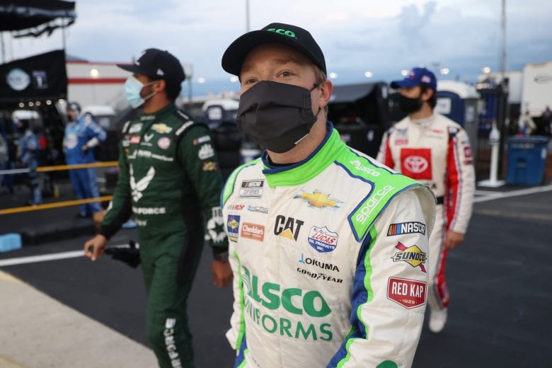 CONCORD, NORTH CAROLINA - MAY 24: Tyler Reddick, driver of the #8 Alsco Uniforms Chevrolet, walks back onto pit road after a rain delay during the NASCAR Cup Series Coca-Cola 600 at Charlotte Motor Speedway on May 24, 2020 in Concord, North Carolina. (Photo by Chris Graythen/Getty Images) | Getty Images