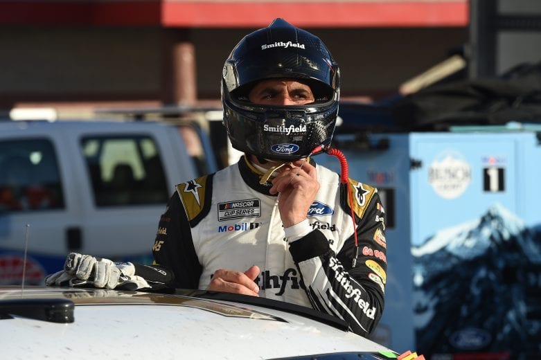 BRISTOL, TENNESSEE - MAY 31: Aric Almirola, driver of the #10 Smithfield Ford, exits his car after the NASCAR Cup Series Food City presents the Supermarket Heroes 500 at Bristol Motor Speedway on May 31, 2020 in Bristol, Tennessee. (Photo by Jared C. Tilton/Getty Images) | Getty Images
