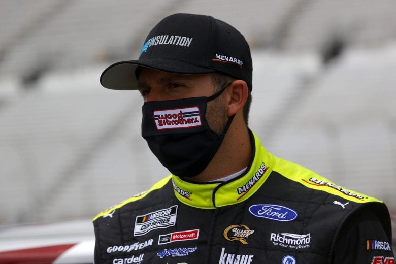 HAMPTON, GEORGIA - JUNE 07: Matt DiBenedetto, driver of the #21 Menards/Knauf Ford, waits on the track prior to the NASCAR Cup Series Folds of Honor QuikTrip 500 at Atlanta Motor Speedway on June 07, 2020 in Hampton, Georgia. (Photo by Chris Graythen/Getty Images) | Getty Images