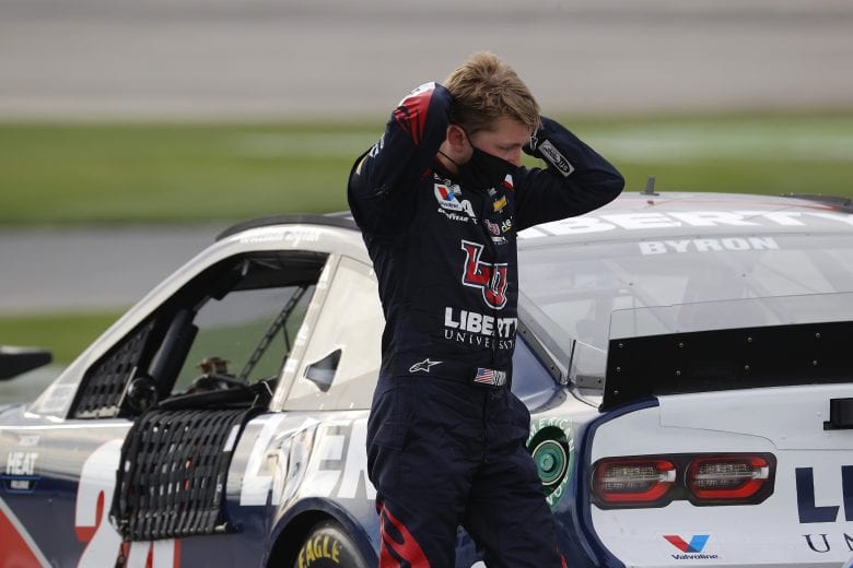 HAMPTON, GEORGIA - JUNE 07: William Byron, driver of the #24 Liberty University Chevrolet, prepares for the NASCAR Cup Series Folds of Honor QuikTrip 500 at Atlanta Motor Speedway on June 07, 2020 in Hampton, Georgia. (Photo by Chris Graythen/Getty Images) | Getty Images