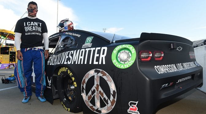 Featured Image for Bubba Wallace picking up speed on, off track amid social-injustice discussions