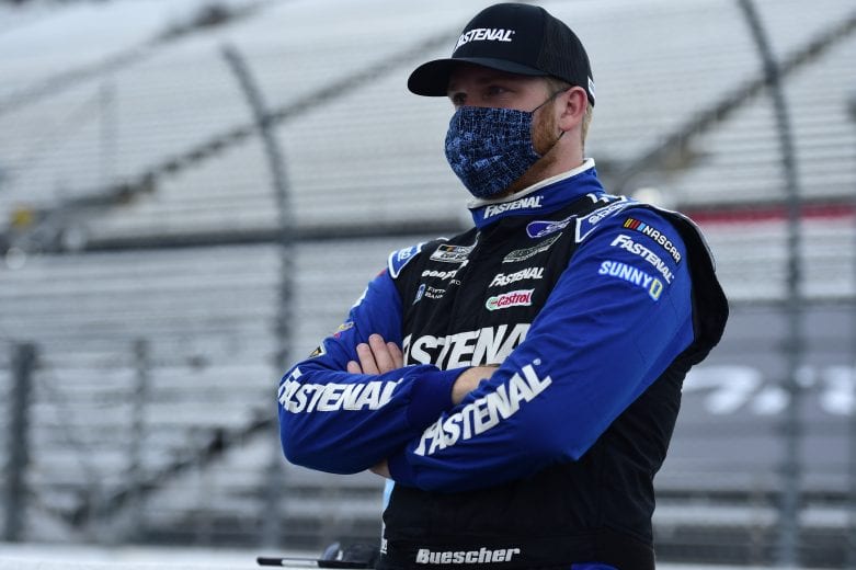 MARTINSVILLE, VIRGINIA - JUNE 10: Chris Buescher, driver of the #17 Fastenal Ford, waits on the grid prior to the NASCAR Cup Series Blue-Emu Maximum Pain Relief 500 at Martinsville Speedway on June 10, 2020 in Martinsville, Virginia. (Photo by Jared C. Tilton/Getty Images) | Getty Images