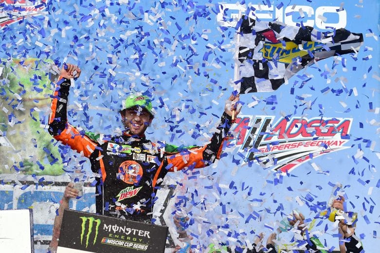 TALLADEGA, AL - APRIL 28: Chase Elliott, driver of the #9 Mountain Dew/Little Caesar's Chevrolet, celebrates in Victory Lane after winning the Monster Energy NASCAR Cup Series GEICO 500 at Talladega Superspeedway on April 28, 2019 in Talladega, Alabama. (Photo by Jared C. Tilton/Getty Images) | Getty Images