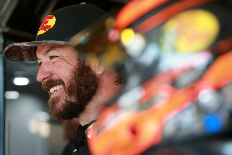 TALLADEGA, ALABAMA - OCTOBER 11: Martin Truex Jr, driver of the #19 Bass Pro Shops Toyota, stands in the garage area during practice for the Monster Energy NASCAR Cup Series 1000Bulbs.com 500 at Talladega Superspeedway on October 11, 2019 in Talladega, Alabama. (Photo by Sean Gardner/Getty Images) | Getty Images
