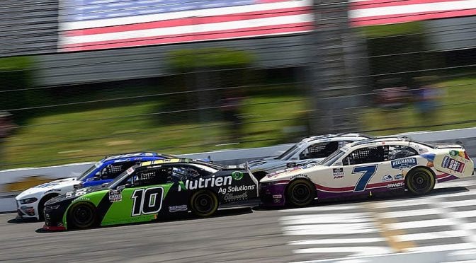 Featured image for Ross Chastain short of Pocono glory but pockets second straight Dash 4 Cash prize