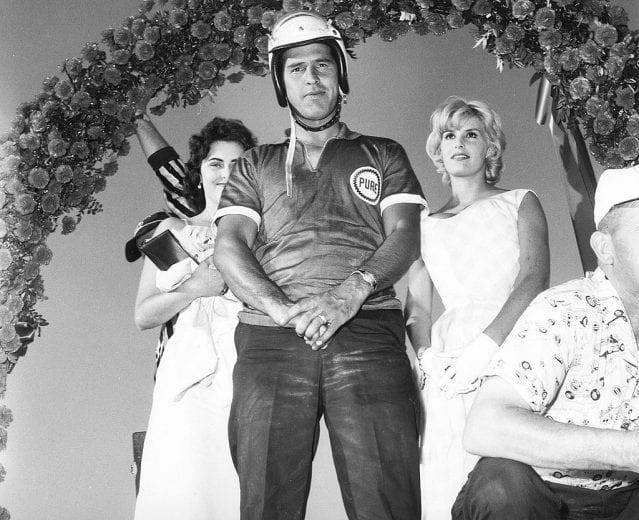 CHARLOTTE, NC - MAY 28: David Pearson poses after his win at the Charlotte Motor Speedway in Charlotte, North Carolina on May 28, 1961. David Pearson captured the 2nd Annual World 600 in 1961 at Charlotte Motor Speedway (now Lowe's Motor Speedway) in a Pontiac. He was also the fastest qualifier, and finished two laps up on the field. (Photo by ISC Archives/CQ-Roll Call Group via Getty Images)