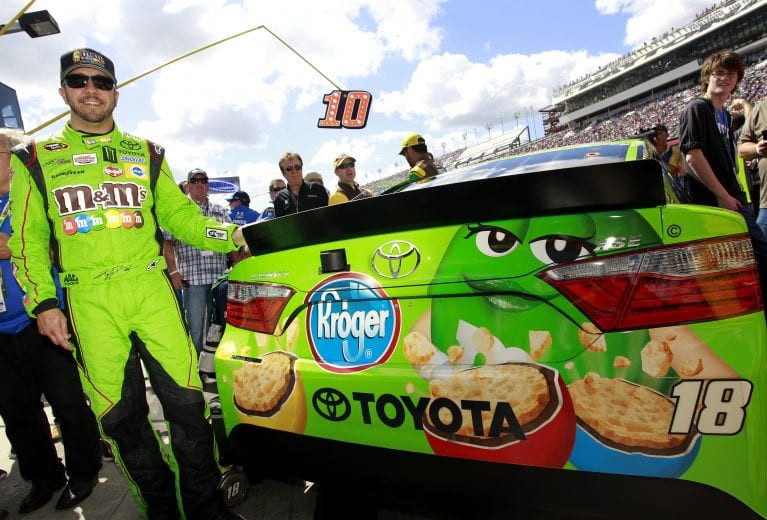 DAYTONA BEACH, FL - FEBRUARY 22: Matt Crafton, driver of the #18 M&M's Crispy Toyota, takes part in pre-race ceremonies for the NASCAR Sprint Cup Series 57th Annual Daytona 500 at Daytona International Speedway on February 22, 2015 in Daytona Beach, Florida. Crafton is replacing driver Kyle Busch after Busch sustained injuries from a crash in the XFINITY Series race the previous night. (Photo by Brian Lawdermilk/Getty Images) | Getty Images