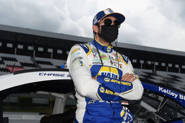 LONG POND, PENNSYLVANIA - JUNE 28: Chase Elliott, driver of the #9 NAPA Auto Parts Chevrolet, stands on the grid prior to the NASCAR Cup Series Pocono 350 at Pocono Raceway on June 28, 2020 in Long Pond, Pennsylvania. (Photo by Jared C. Tilton/Getty Images) | Getty Images