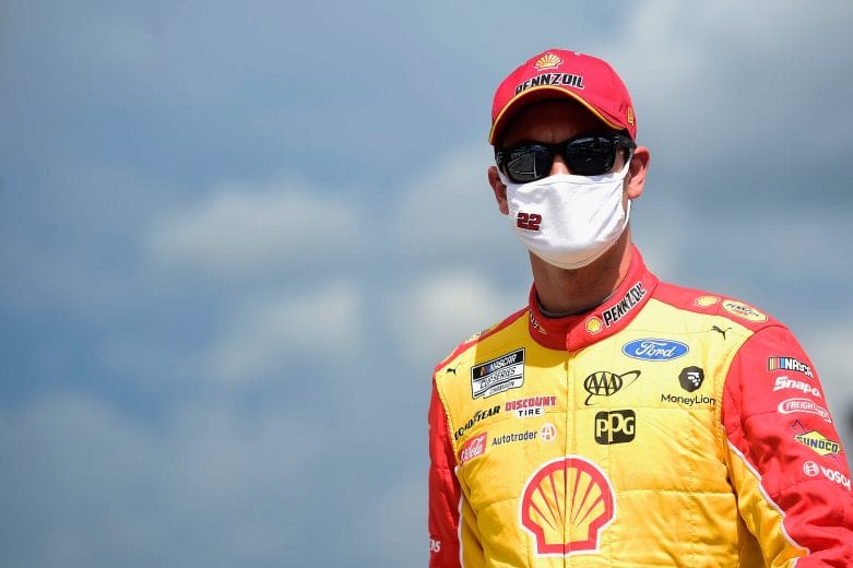 LONG POND, PENNSYLVANIA - JUNE 28: Joey Logano, driver of the #22 Shell Pennzoil Ford, looks on prior to the NASCAR Cup Series Pocono 350 at Pocono Raceway on June 28, 2020 in Long Pond, Pennsylvania. (Photo by Jared C. Tilton/Getty Images) | Getty Images