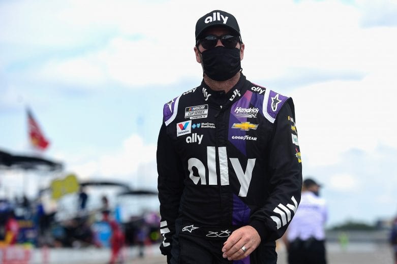 LONG POND, PENNSYLVANIA - JUNE 28: Jimmie Johnson, driver of the #48 Ally Chevrolet, walks on the grid prior to the NASCAR Cup Series Pocono 350 at Pocono Raceway on June 28, 2020 in Long Pond, Pennsylvania. (Photo by Jared C. Tilton/Getty Images) | Getty Images