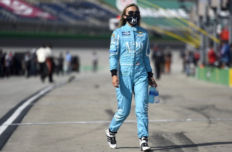 SPARTA, KENTUCKY - JULY 11: Natalie Decker, driver of the #44 N29 Capital Partners Chevrolet, walks on the grid prior to the NASCAR Gander RV & Outdoors Truck Series Buckle Up In Your Truck 225 at Kentucky Speedway on July 11, 2020 in Sparta, Kentucky. (Photo by Jared C. Tilton/Getty Images) | Getty Images
