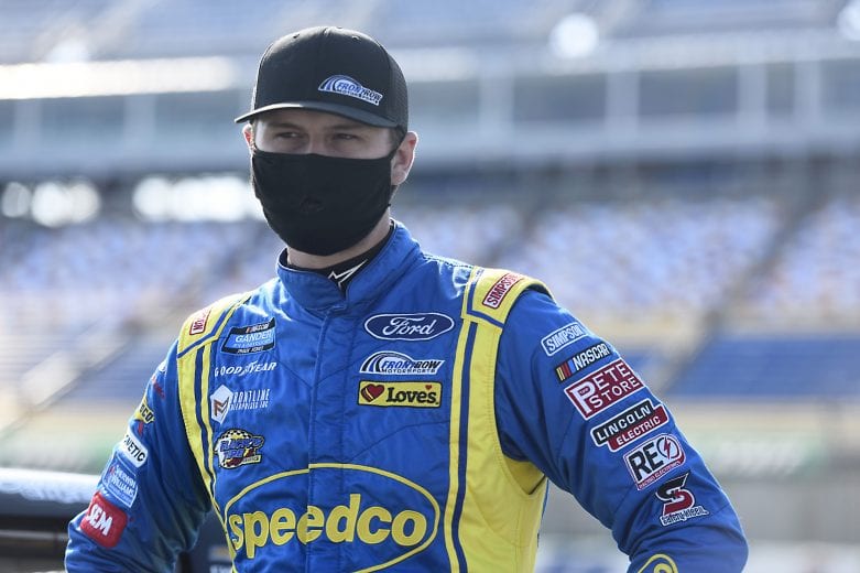 SPARTA, KENTUCKY - JULY 11: Todd Gilliland, driver of the #38 Speedco Ford, looks on prior to the NASCAR Gander RV & Outdoors Truck Series Buckle Up In Your Truck 225 at Kentucky Speedway on July 11, 2020 in Sparta, Kentucky. (Photo by Jared C. Tilton/Getty Images) | Getty Images
