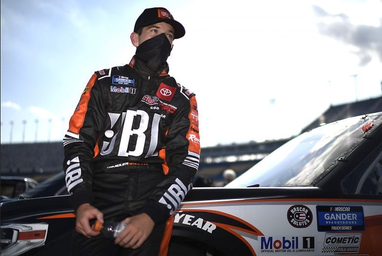 SPARTA, KENTUCKY - JULY 11: Chandler Smith, driver of the #51 JBL Toyota, looks on prior to the NASCAR Gander RV & Outdoors Truck Series Buckle Up In Your Truck 225 at Kentucky Speedway on July 11, 2020 in Sparta, Kentucky. (Photo by Jared C. Tilton/Getty Images) | Getty Images