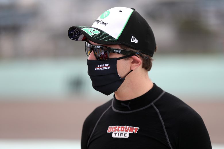 HOMESTEAD, FLORIDA - JUNE 14: Brad Keselowski, driver of the #2 MoneyLion Ford, stands on the grid prior to the NASCAR Cup Series Dixie Vodka 400 at Homestead-Miami Speedway on June 14, 2020 in Homestead, Florida. (Photo by Chris Graythen/Getty Images) | Getty Images