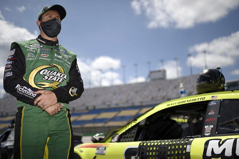 SPARTA, KENTUCKY - JULY 12: Matt DiBenedetto, driver of the #21 Menards/Quaker State Ford, waits on the grid prior to the NASCAR Cup Series Quaker State 400 Presented by Walmart at Kentucky Speedway on July 12, 2020 in Sparta, Kentucky. (Photo by Jared C. Tilton/Getty Images) | Getty Images