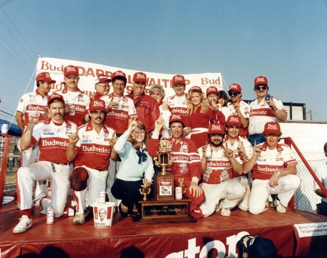 1985:  Even thought Darrell Waltrip came away with his third national title in 1985, Bill Elliott recorded an amazing 11 superspeedway wins but fell second in points. Waltrip only had three total victories.  (Photo by ISC Archives/CQ-Roll Call Group via Getty Images)