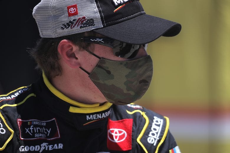 FORT WORTH, TEXAS - JULY 18: Brandon Jones, driver of the #19 Menards/Bali Toyota, waits on the grid prior to the NASCAR Xfinity Series Bariatric Solutions 300 at Texas Motor Speedway on July 18, 2020 in Fort Worth, Texas. (Photo by Chris Graythen/Getty Images) | Getty Images
