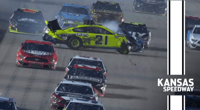 Featured Image for Johnson, others caught in multi-car crash at Kansas, stirring up playoff picture