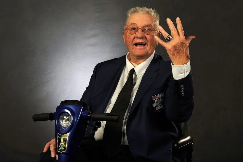 CHARLOTTE, NC - JANUARY 29: NASCAR Hall of Famer Maurice Petty poses for a portrait session following the NASCAR Hall of Fame induction ceremony at NASCAR Hall of Fame on January 29, 2014 in Charlotte, North Carolina. (Photo by Jared C. Tilton/NASCAR via Getty Images)