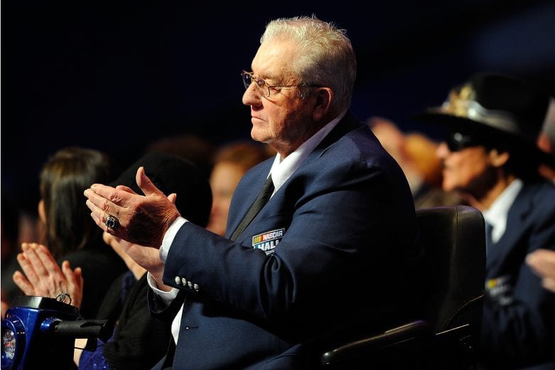 CHARLOTTE, NC - JANUARY 29: NASCAR Hall of Fame inductee Maurice Petty applauds in the crowd during the NASCAR Hall of Fame induction ceremony at NASCAR Hall of Fame on January 29, 2014 in Charlotte, North Carolina. (Photo by Jared C. Tilton/NASCAR via Getty Images)