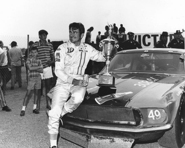 TALLADEGA, AL - AUGUST 21, 1971: Bobby Allison won the 'Bama 200 NASCAR Grand American race with a '69 Mustang. (Photo by ISC Archives/CQ-Roll Call Group via Getty Images)