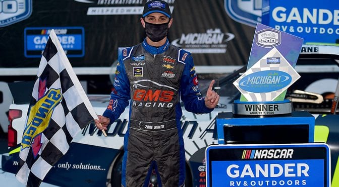 Featured Image for Zane Smith wins first career Gander Truck Series race in overtime at Michigan