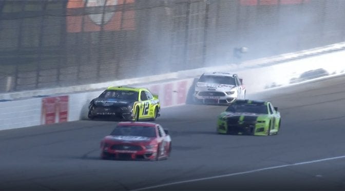 Featured image for Blaney, Keselowski crash while racing for lead in second Michigan race