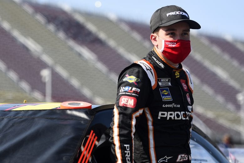 BROOKLYN, MICHIGAN - AUGUST 08: Christopher Bell, driver of the #95 Procore Toyota, waits on the grid prior to the NASCAR Cup Series FireKeepers Casino 400 at Michigan International Speedway on August 08, 2020 in Brooklyn, Michigan. (Photo by Jared C. Tilton/Getty Images) | Getty Images