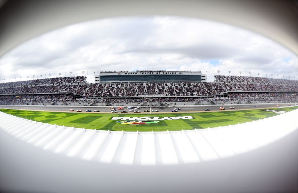 DAYTONA BEACH, FLORIDA - FEBRUARY 15: A general view of cars during the running of the NASCAR Xfinity Series NASCAR Racing Experience 300 at Daytona International Speedway on February 15, 2020 in Daytona Beach, Florida. (Photo by Jared C. Tilton/Getty Images) | Getty Images