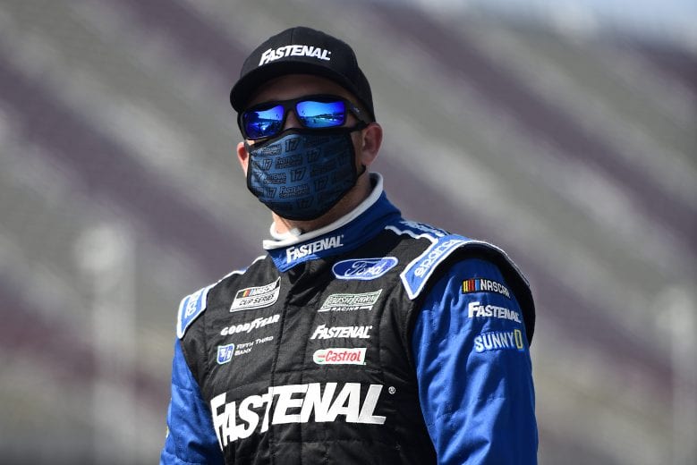 BROOKLYN, MICHIGAN - AUGUST 08: Chris Buescher, driver of the #17 Fastenal Ford, waits on the grid prior to the NASCAR Cup Series FireKeepers Casino 400 at Michigan International Speedway on August 08, 2020 in Brooklyn, Michigan. (Photo by Jared C. Tilton/Getty Images) | Getty Images