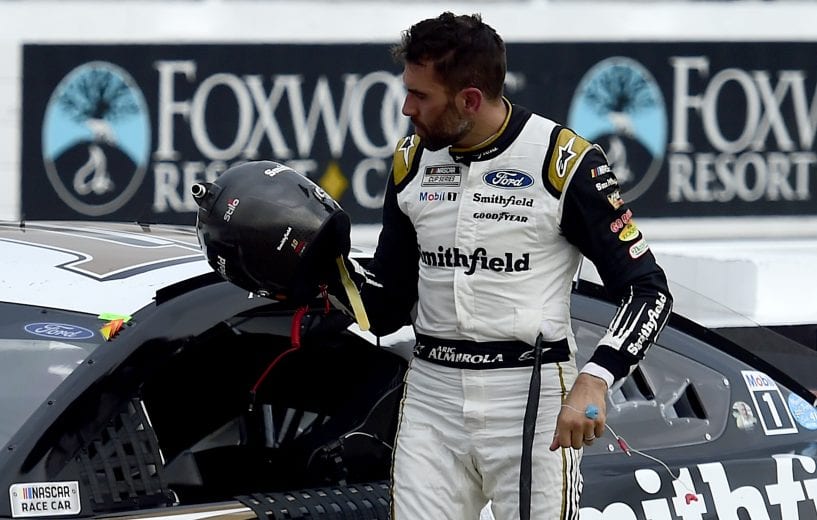 LOUDON, NEW HAMPSHIRE - AUGUST 02: Aric Almirola, driver of the #10 Smithfield Hometown Original Ford, exits his car after the NASCAR Cup Series Foxwoods Resort Casino 301 at New Hampshire Motor Speedway on August 02, 2020 in Loudon, New Hampshire. (Photo by Jared C. Tilton/Getty Images) | Getty Images