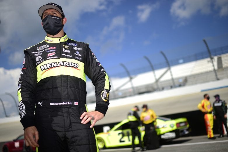 DOVER, DELAWARE - AUGUST 23: Matt DiBenedetto, driver of the #21 Menards/Monster Energy Ford, waits on the grid prior to the NASCAR Cup Series Drydene 311 at Dover International Speedway on August 23, 2020 in Dover, Delaware. (Photo by Jared C. Tilton/Getty Images) | Getty Images