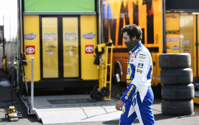 DOVER, DELAWARE - AUGUST 23: Chase Elliott, driver of the #9 NAPA Auto Parts Chevrolet, walks through the garage area following an on-track incident during the NASCAR Cup Series Drydene 311 at Dover International Speedway on August 23, 2020 in Dover, Delaware. (Photo by Jared C. Tilton/Getty Images) | Getty Images