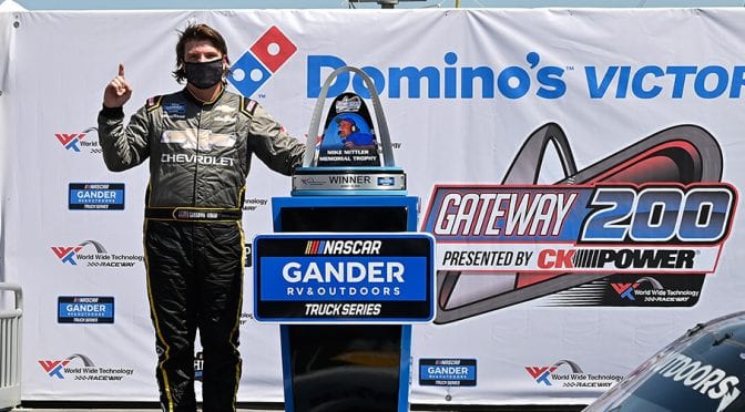 Featured Image for Sheldon Creed takes over late to win Gander Trucks race at World Wide Technology Raceway