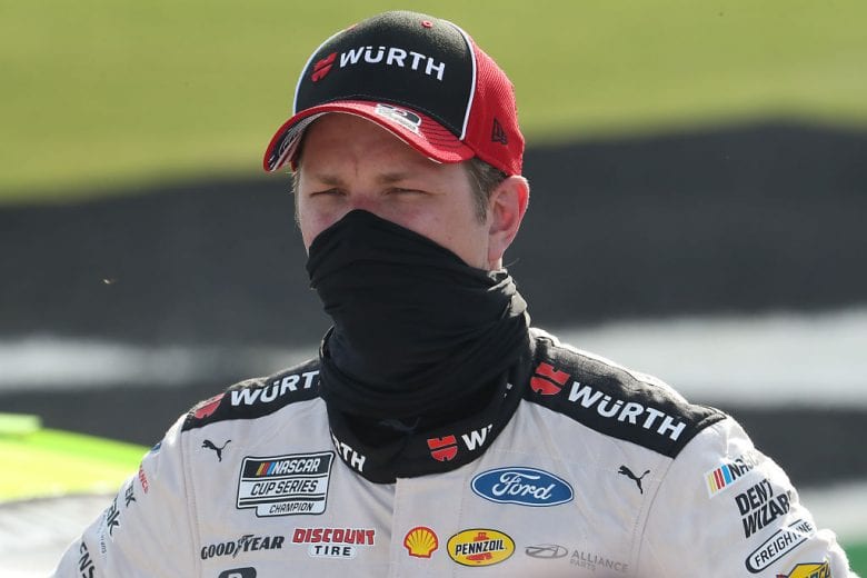 FORT WORTH, TEXAS - JULY 19: Brad Keselowski, driver of the #2 Wurth Ford, stands on the grid following the NASCAR Cup Series O'Reilly Auto Parts 500 at Texas Motor Speedway on July 19, 2020 in Fort Worth, Texas. (Photo by Chris Graythen/Getty Images) | Getty Images